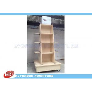 China Mobile Wine Wooden Display Stands MDF Melamine Display Stand With Casters supplier