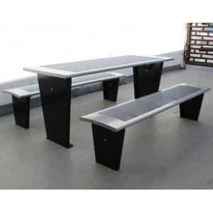 China Rust Resistant Commercial Picnic Bench , Powder Coated Metal Outdoor Table And Chair supplier