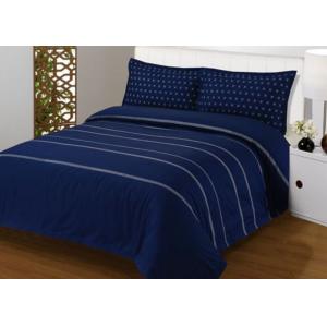 4Pcs Blue Bedding Sets , 100% Cotton Diamond Embroidered Navy Simple Bedding Sets