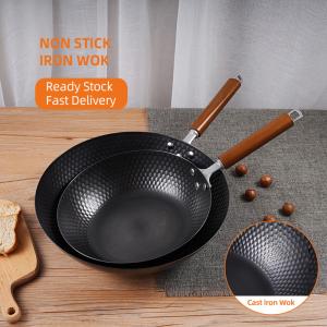 Best Selling Cast Iron Cooking Pan Black Extra Large Wok Cocina Non-Stick Frying Pan Kitchen Wok Pan