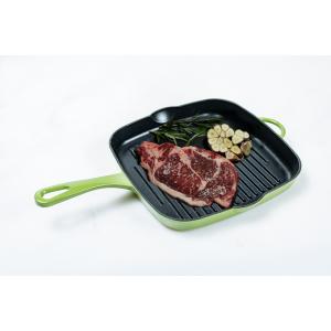 9 Inch Duracast Enameled Cast Iron Grill Pan With Long Handle