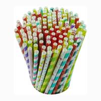 China 198mm×6mm Paper Drinking Straws Rainbow Color For Hot Drinks on sale