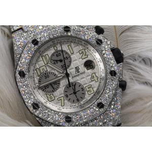 Stainless Steel Automatic Fully Iced Out Watch Royal Oak Offshore Chronograph