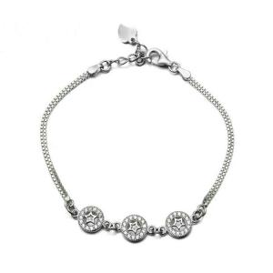 China White Gold Plated Sterling Silver Cubic Zircon Start Charm Bracelets (B12281-WHITE) supplier