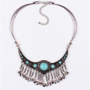 China Miao silver plated antique silver necklace turquoise necklace wholesale bells supplier