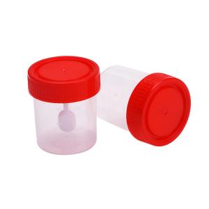 Disposable Hospital Urine And Stool Sample Containers Red Lid Pp Cover