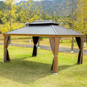 Outdoor Hardtop Gazebo  Polycarbonate Double-Roof Canopy  Aluminum Gazebo
