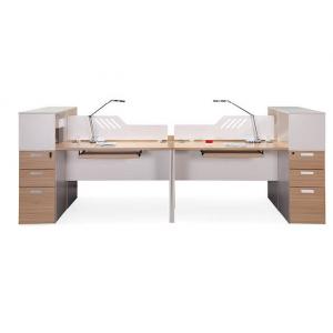 China MFC Wooden Office Partition Workstation Knock - Down Structure SGS Compliant supplier
