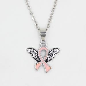 China New Arrival Breast Cancer Awareness Jewelry Pink Ribbon Angel Wing Cancer Pendant Necklace Wholesale supplier