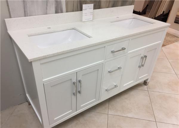 61" Quartz Bathroom Vanity Countertops Double Sink , Quartz Slab Countertops