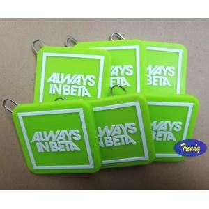 China Personalized Green Color Square Shape Silicone Zipper Head Charms With Cloth Brand Name Logo supplier
