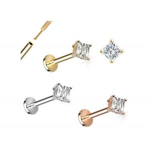 14K Gold Princess Cut Diamond Stud Earrings Dia 3×3mm ODM for Anniversary
