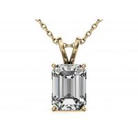 China 1.05ct Emerald Cut 14k Gold Necklaces Dia 7×5mm Bezel setting Type on sale