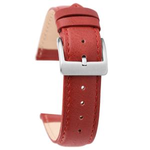 Rufous Color Leather Watch Strap Bands PVD Plating Stainless Steel Buckle