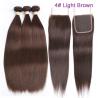 Brown Ombre Human Hair Extensions / Straight Human Hair Weave With 4X4 Closure