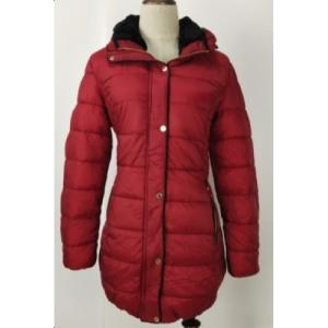 Washable Womens Long Padded Jacket With Fur Hood Thermal Tested