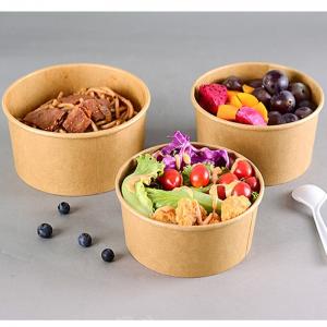 China High Quality Food Container Kraft Bowl Brown 500ml Takeaway Kraft Paper Bowl Disposable Kraft Paper Salad Bowl supplier