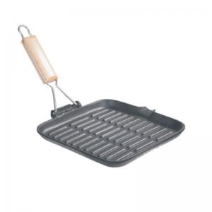 Square Cast Iron Grill Griddle Pre Seasoned Flat Iron Skillet Grill With Folding Handle