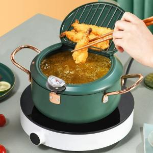 Kitchen Green Deep Frying Pots Temperature Control Stainless Steel Cooking Pot