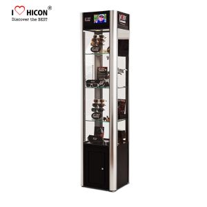 China Vitrina negra de las gafas de sol del metal con la iluminación del LED on sale