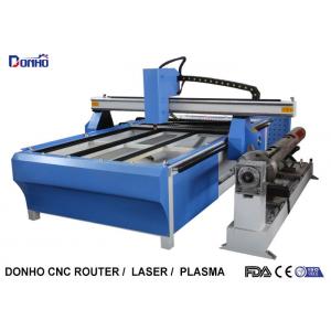 Blue CNC Plasma Metal Cutting Machine / Industrial Plasma Cutter With Rotary Axis