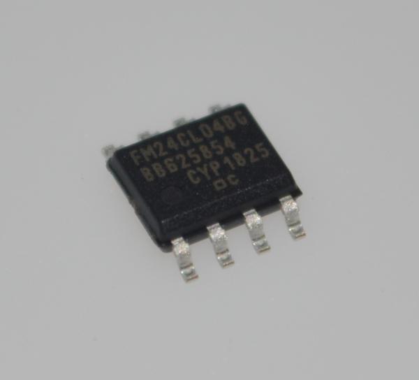 FM24CL04B-G 4Kb 5V FRAM 無制限の耐久性、150ns の遅延なし書き込み、1MHz I2C インターフェース、10^14 回の読み書きサイクル、低い 50µA のスタンバイ電流、40 年間のデータ保持