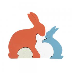 Bunny Rabbit Silicone Toddler Jigsaw Puzzle Eco Friendly For Baby