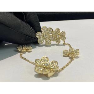 18K Gold Luxury Diamond Jewelry Van Cleef And Arpels VCA Frivole Bracelet 5 Flowers