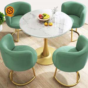 Waterproof Modern Restaurant Table Round Marble Dining Table Set