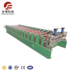 China Color Steel Roofing Trapezoidal Sheet Roll Forming Machine With Cutting System supplier