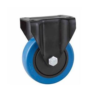 China medium duty 5 rigid blue elastic rubber caster, 5 fixed high elastic rubber castor supplier