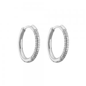 Crystal 925 Sterling Silver Jewelry Hoop Huggie Earrings Unisex