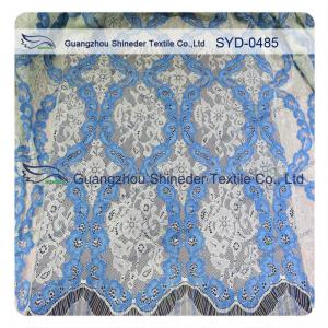 China Women Dress Corded Lace Fabric , Double Tone Nylon Cotton Lace Fabric Scalloped supplier