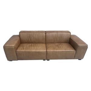 1-2-3 Seat Vintage Brown Leather Flange Welt Sofa Living Room Couch