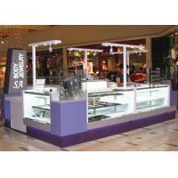 China Easy Install Jewelry Showcase Kiosk Attractive Purple Color Coating Wooden Material on sale