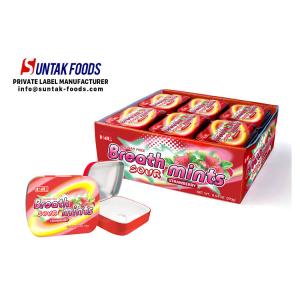 Sour Sweets Sugar Free Candy For Diabetics , Tin Box Round Mint Candy