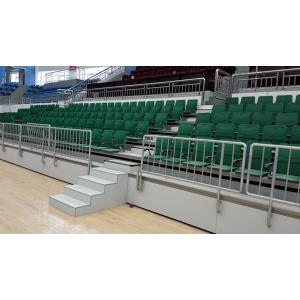 HDPE Plastic Backrest Chair 300mm Row Retractable Bleacher Seating Green Color