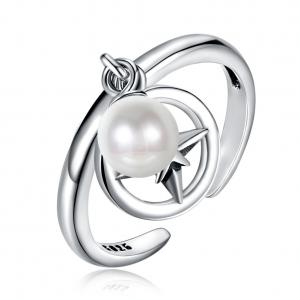 China Opening Adjustable Size 925 Sterling Silver Mountable Pearl Pendant Ring supplier
