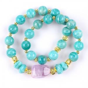 11MM 14MM Tianhe Stone Amethyst Crystal Gemstone Bead Bracelets 2 Layer