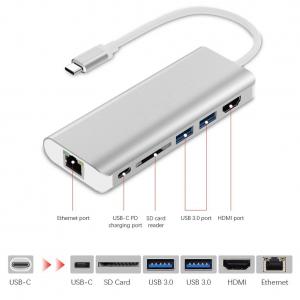 2019 type c hub usb docking station 6 in 1 usb adapter with CE ROHS FCC