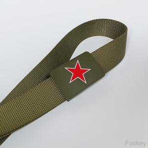 Army Green Military Nylon Belt With Plastic Buckle 3 Inch Red Star Printed