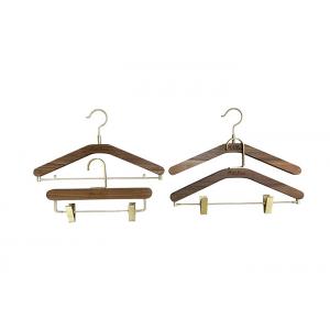 China Luxury Wood Bedroom Closet Hanger Walnut Colour with Brass Metal Hook supplier