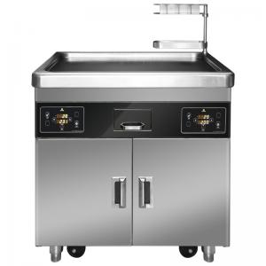 China Commercial Kitchen Multifunctional Mobile Teppanyaki Grill Table with Double Furnace supplier