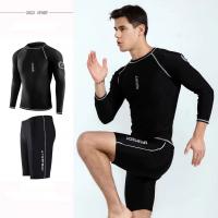 China Long Sleeve Mens Two Piece Swimsuit Sunscreen Quick Drying Men Swimming Suit on sale