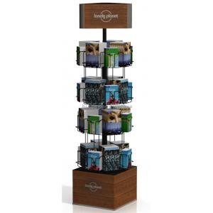 Dark Gray Flooring Wooden Display Racks Rotatable For Books Merchandising