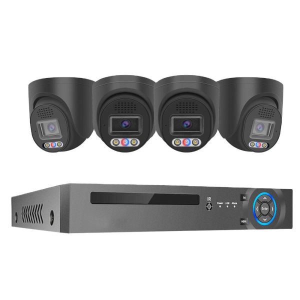 Alarma de luz roja y azul de 4 canales de 8 MP para el hogar exterior PoE NVR Kit Cctv IP cámaras de vigilancia Sistema de cámaras de seguridad