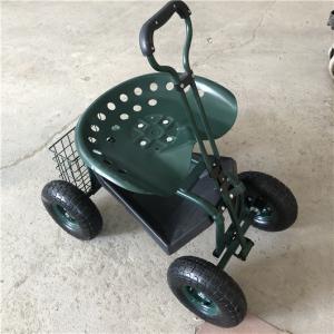 Adjusted Handle Garden Rolling Work Seat Steel Garden Cart With Seat Swivel Steering