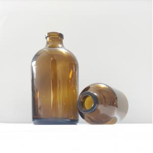 China Sodium Calcium Borosilicate Molded Glass Vial 50ml 100ml Amber Glass Pharmaceutical Bottle supplier