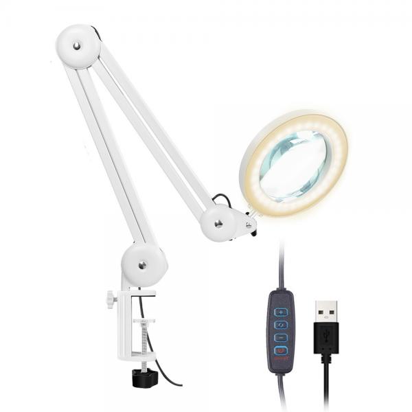 USB power input magnifier led lamp observation task desk magnifying lamp with