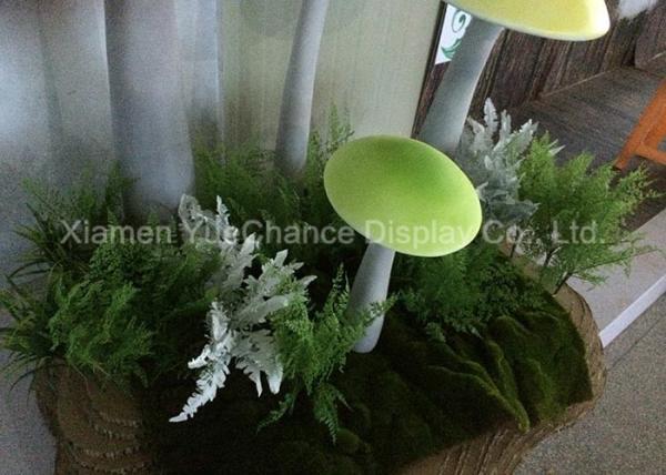 Elegant Design Shop Window Decoration Custom Green Color Fiberglass Mushrooms